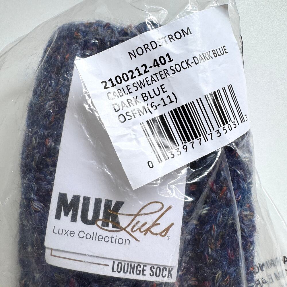 Muk Luks Womens Cable Sweater Lounge Socks One Size (6-11) Winter Oat Blue - Picture 6 of 9
